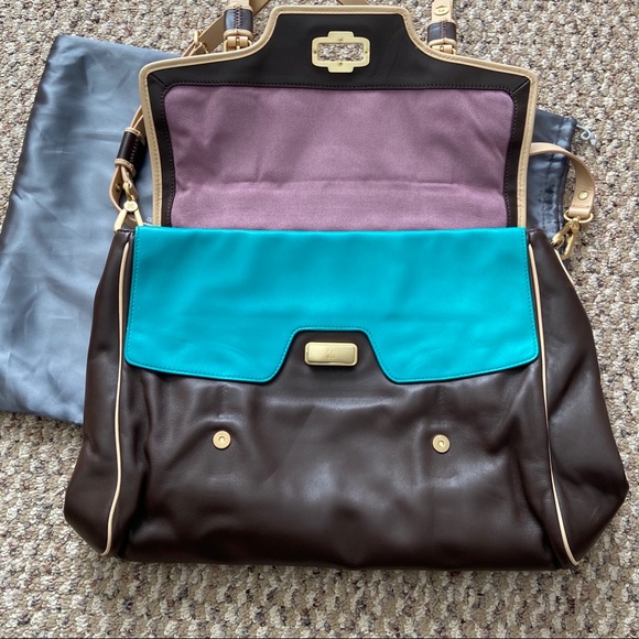 Navyboot | Leather Satchel with Turquoise Accent - Picture 2 of 16
